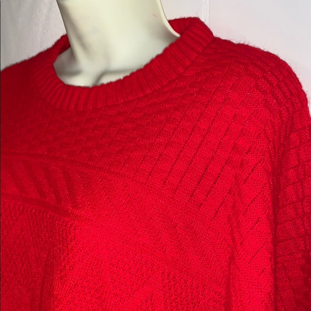 Vtg 80s Brunny Red Multi Patterned Weave S View 2